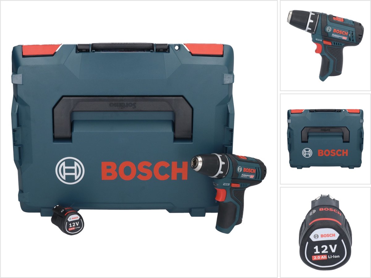 Bosch GSR 12V-15 Professional accuboormachine 12 V 30 Nm + 1x accu 2,0 Ah + L-Boxx - zonder oplader