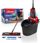 Vileda Ultramax XL complete set met mop en emmer - Mopset met emmer - 20% langere kop - Voor alle harde vloeroppervlakken