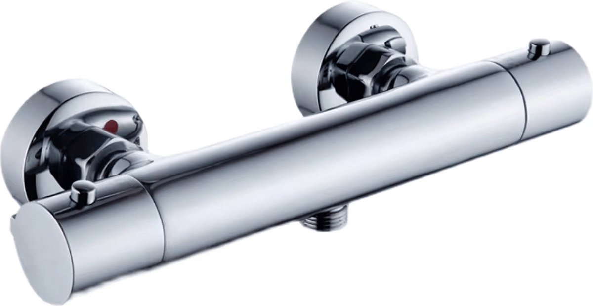 EcoRain© Thermostaatkraan Charly 15 CM Hartafstand - Messing & Keramische Schijven - Douchekraan - Universele Aansluiting - Corrosiebestendig - Cooltouch - 5 Jaar Garantie - Chroom