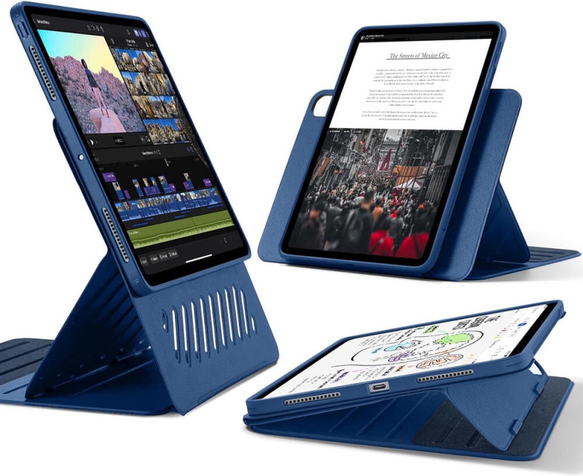 ESR Shift - Hoes Book Case Geschikt voor de Apple iPad Pro 13 (2024) - Handige Sleep/Wake Functie - Blauw