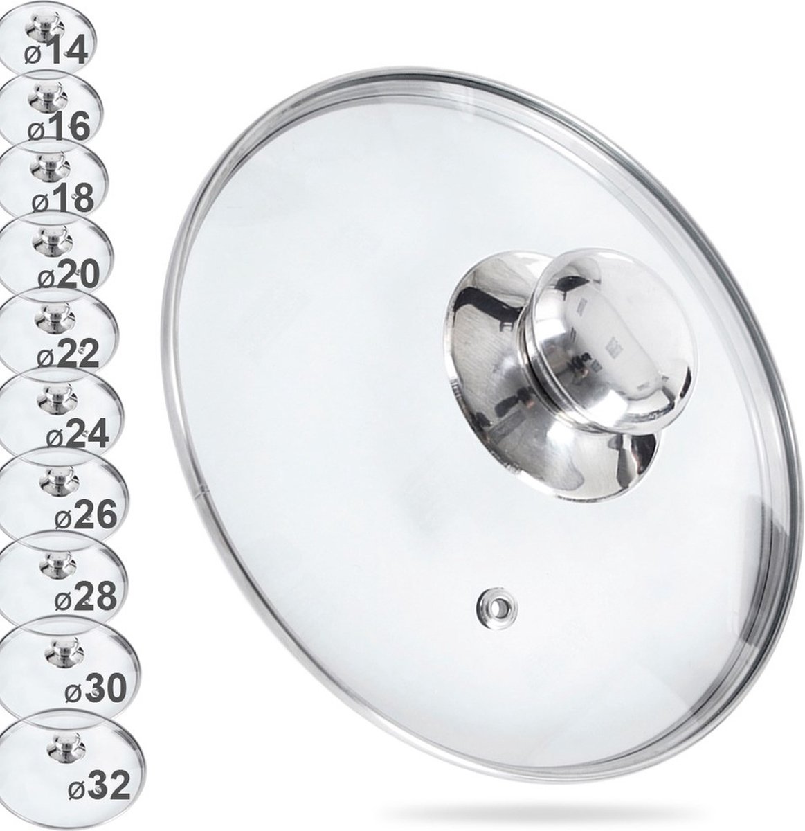 Deksel Glas 16 cm - Pannendeksel - Pandeksel - Potdeksel