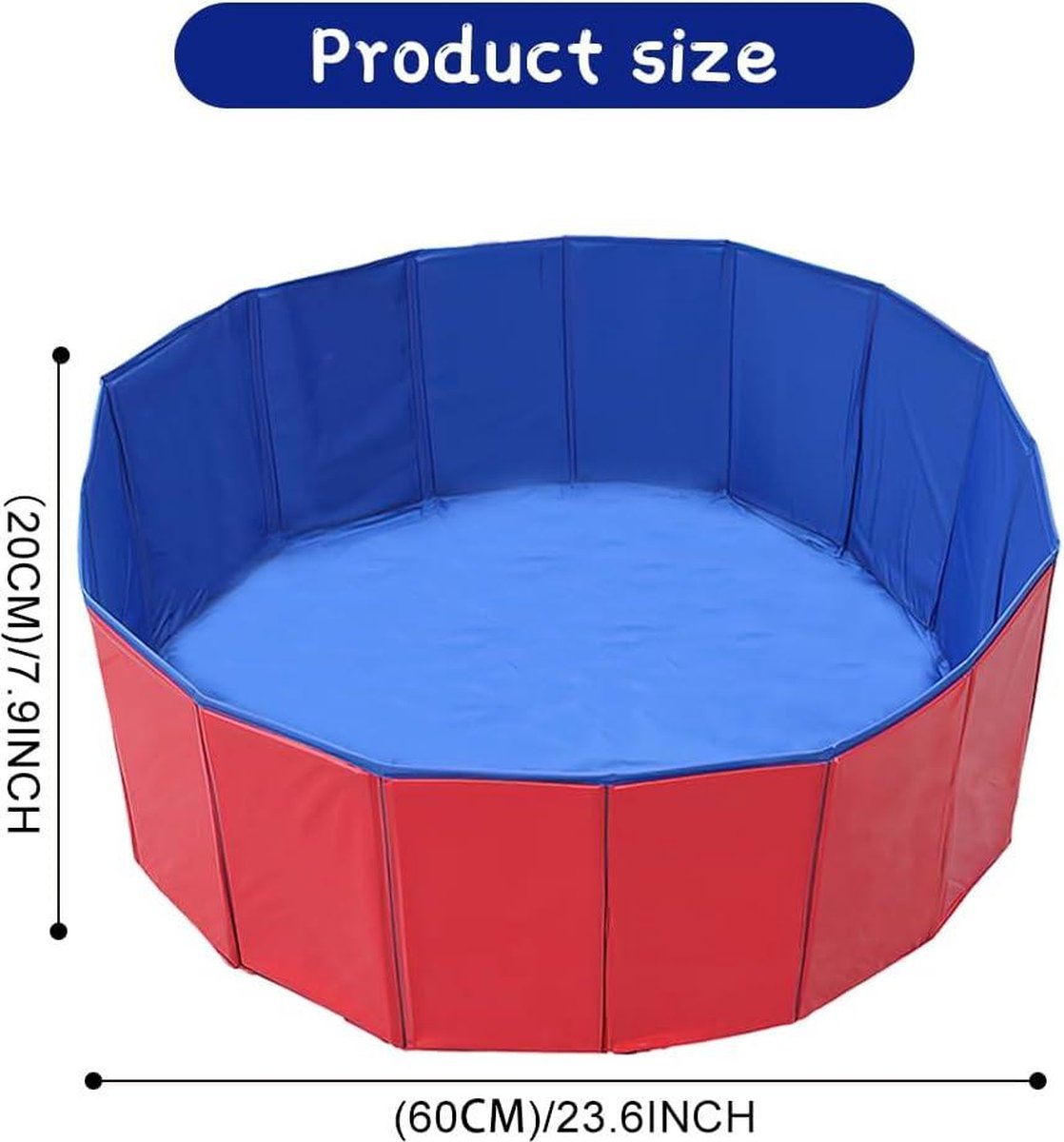 Opvouwbaar hondenzwembad, 60 x 20 cm hondenbadje, PVC opvouwbaar hondenkinderbad, blauw draagbaar zwembad voor huisdieren, hondenzwembad voor binnen en buiten