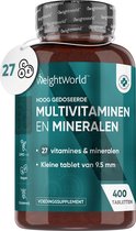 WeightWorld Multivitamines en Mineralen tabletten - 27 belangrijke vitamines en mineralen - 400 vegan multivitamine tabletten voor 1 jaar