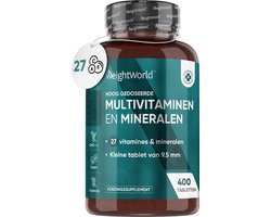 WeightWorld Multivitamines en Mineralen tabletten - 27 belangrijke vitamines en mineralen - 400 vegan multivitamine tabletten voor 1 jaar
