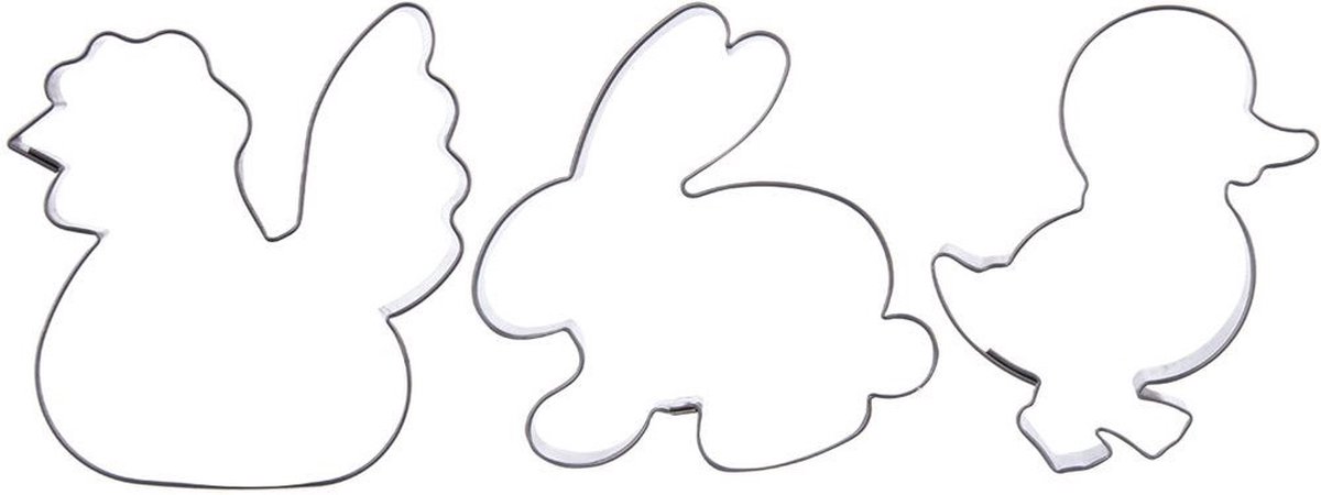 Koekjessnijders Edelstaal Pasen 6 cm 3 stuks - Vormen - Uitsteekvorm - Cookie - Cutter - Uitsteekvormpjes - Koekjes - Bakken - Koekjessnijder