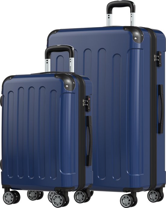 TRVLMORE Kofferset - 2 Delig - 38L Handbagage + 110L Ruimbagage - TSA Slot - Lichtgewicht - Reiskoffer Set - Donkerblauw