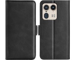 MobyDefend Hoesje - Geschikt voor Motorola Edge 50 Ultra - Luxe Wallet Book Case (Sluiting Zijkant) - Zwart