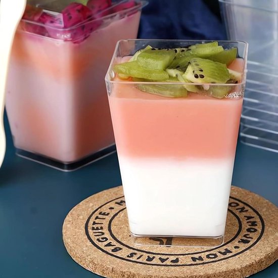 Gobelet Avec Couvercle Sumotia Lot De 50 Verres à Dessert En Plastique Couvercle, 240 Ml Verrines Plastiques Jetables Avec Couvercle