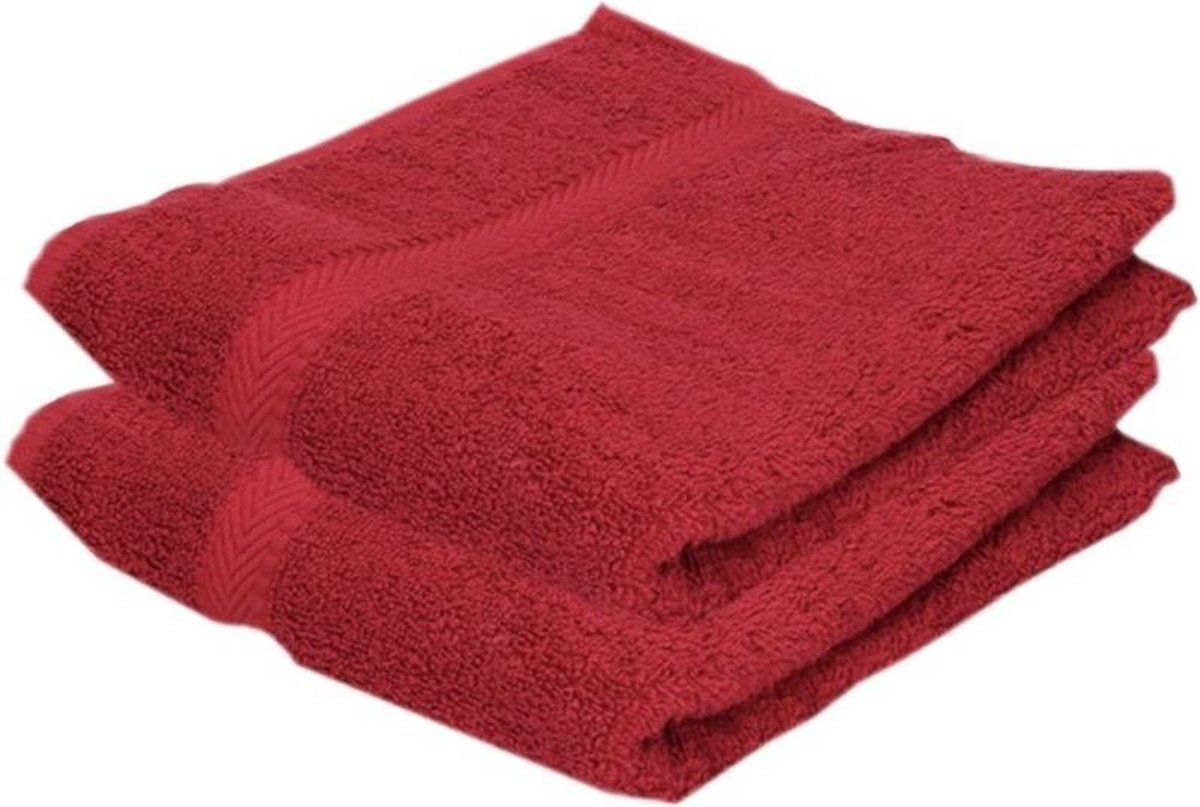 2x Voordelige handdoeken rood 50 x 100 cm 420 grams - Badkamer textiel badhanddoeken