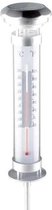 Tuin/buiten thermometer met solar verlichting 57 cm - Thermometers - Verlichting voor in de tuin