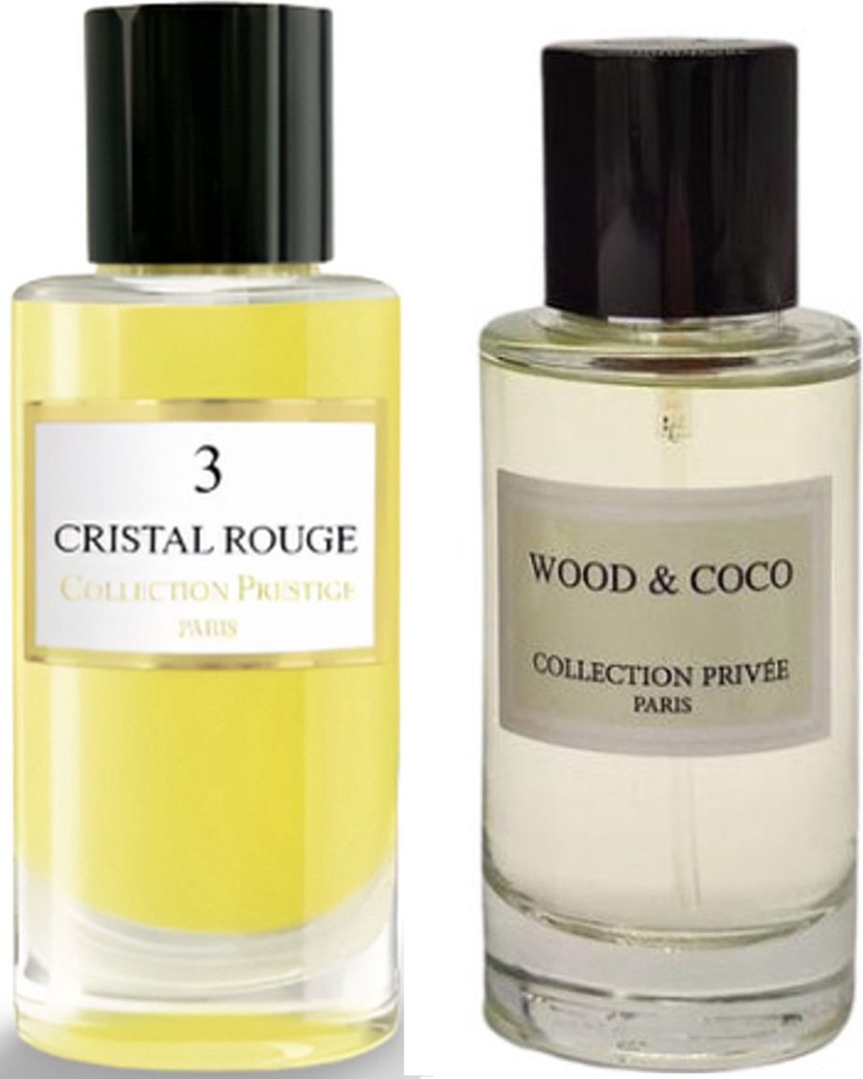 Goedkoopste Collection Prestige Paris Unisex ( Wood-coco 50 ML )( Nr 3 Cristal Rouge 50 ML) 100ML TOTAL