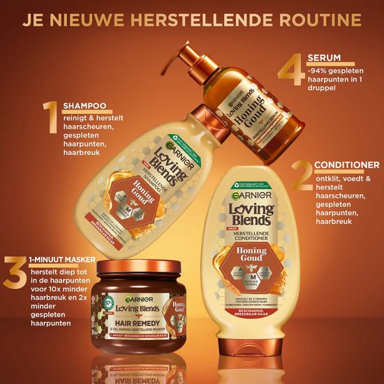 Garnier Loving Blends Honing Goud Herstellend Haarserum - voor beschadigd en breekbaar haar - 115 ml