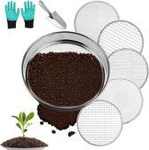 25 cm tuinzeef, compostzeef, tuinzeef van roestvrij staal, compostzeef aardezeef met 5 verwisselbare zeefinzetstukken 1,3,6,9,12 mm 27 cm lange handspade compostzeef voor aarde, compost, zaaigoed 25 cm tuinzeef, compostzeef, tuinzeef van roestvrij staal, compostzeef aardezeef met 5 verwisselbare zeefinzetstukken 1,3,6,9,12 mm 27 cm lange handspade compostzeef voor aarde, compost, zaaigoed