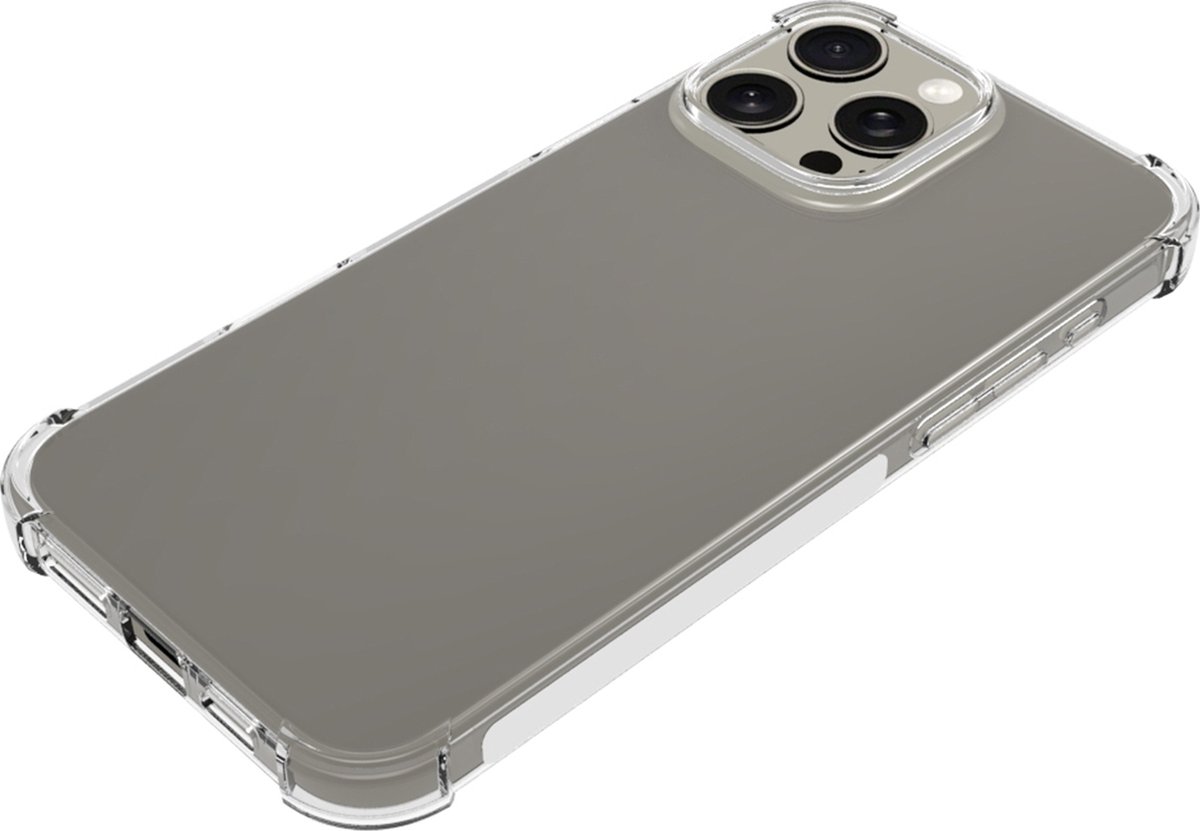 Mobigear Doorzichtig Hoesje geschikt voor Apple iPhone 16 Pro Max Telefoonhoesje Flexibel TPU | Mobigear Cushion Backcover | Doorzichtig Telefoonhoesje iPhone 16 Pro Max | iPhone 16 Pro Max Case | Back Cover - Transparant
