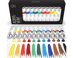 NAPI Acrylverf 12 Tubes + Kleurencirkel - Hobbyverf Set - 12ML Tubes - Schilderen Acryl Verf - 12 Kleuren