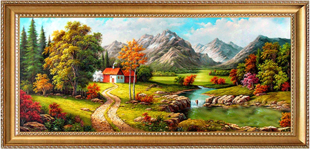 Diamant schilderij set/DIY diamant set voor kinderen/diamant schilderij vol diamanten/volwassen DIY diamant set/mozaïek schilderij - Pastoraal Landschap 50*120CM
