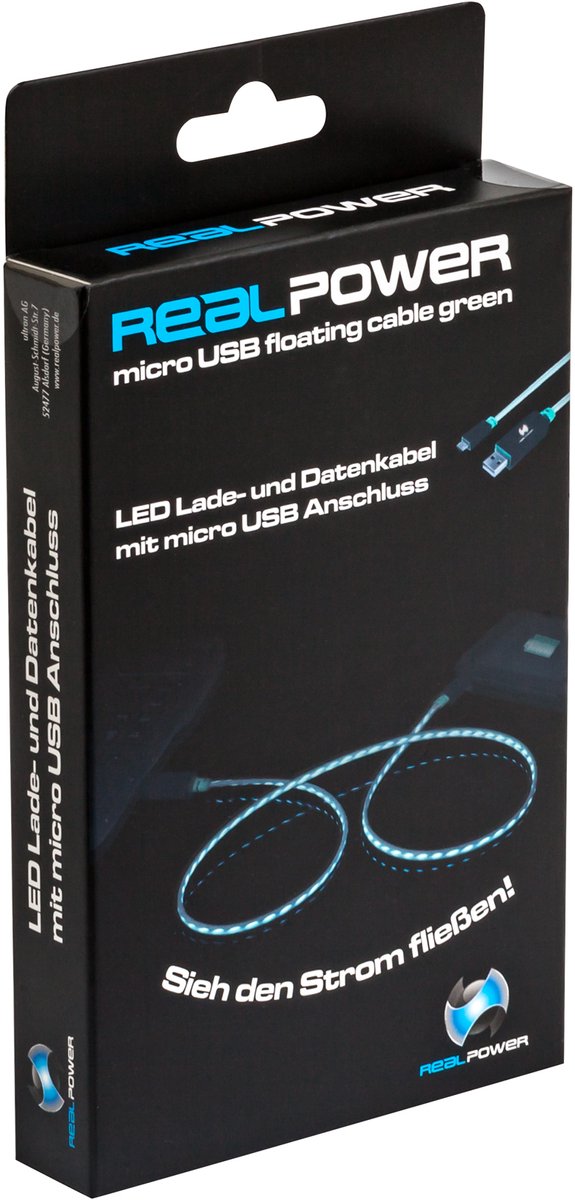 RealPower - LED Floating Kabel micro-USB - Groen