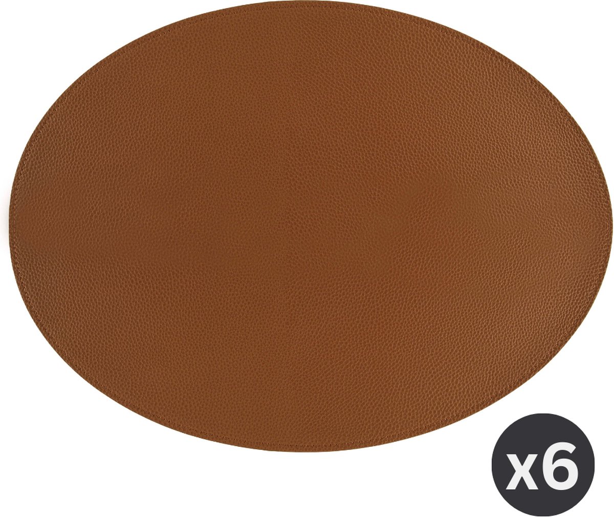 ZICZAC - Placemat TRUDO - SET/6 - lederlook - 33x45 cm - Ovaal, lichtbruin