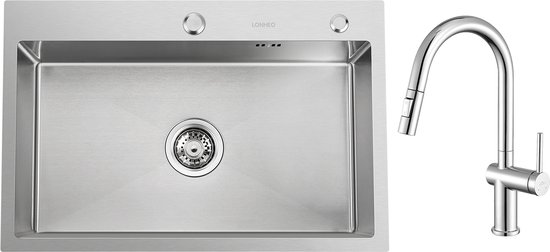 Spoelbak, keuken 304 roestvrijstalen rechthoekige ingebouwde spoelbak, huishoudelijke afwas en menubak spoelbak (A 60 * 45 * 20cm