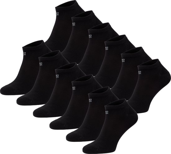BOXR Sous-vêtements - Chaussettes Sneaker en Bamboe - Chaussettes basses en Bamboe Femmes et Hommes - Doux et Soyeux - Thermo Control - Chaussettes Courtes - 12 Paires - 39/42 - Zwart
