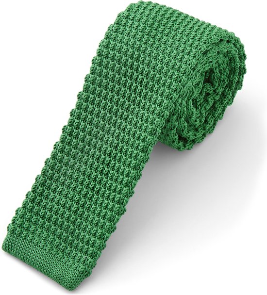 Groengele gebreide stropdas