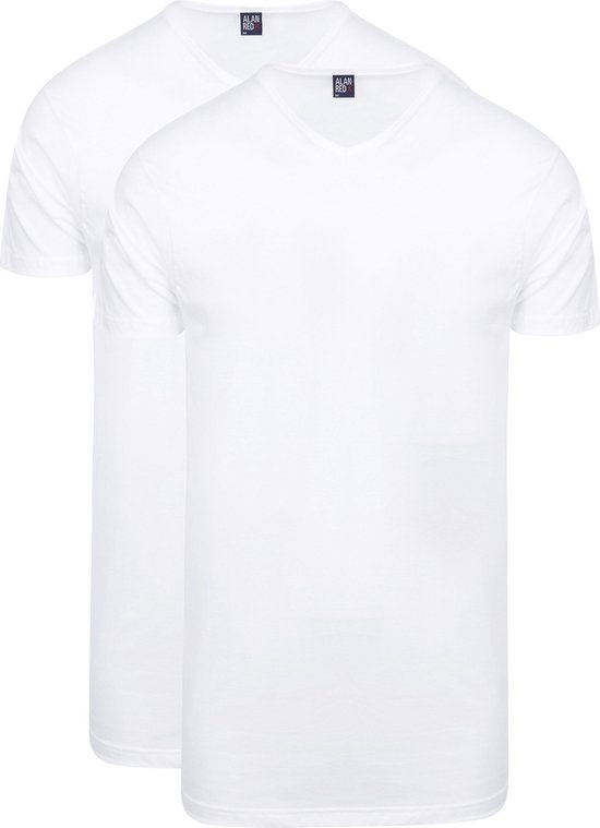 Alan Red - Vermont Extra Lange T-Shirts Wit (2Pack) - Heren - Maat S - Regular-fit