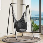 Hammock Chair Stand - Sturdy Steel Frame Rocking Chair with Back Cushions for Patio, Balcony, and Garden - Maximum Load 150 kg - 85 x 92 x 153 cm - 2 Hooks Included