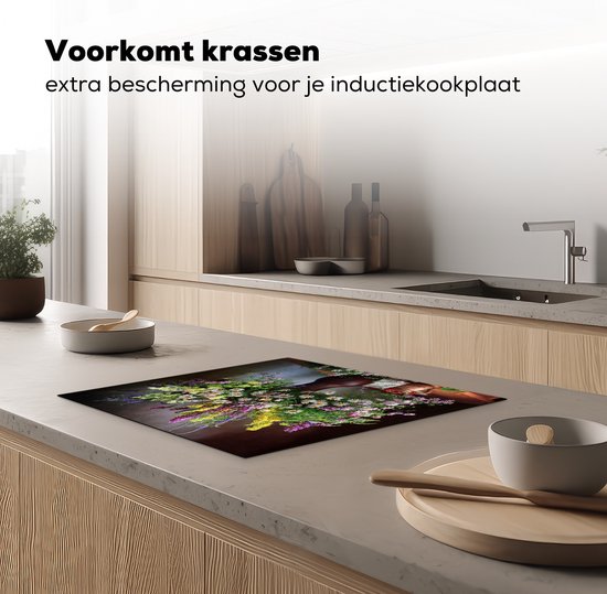 KitchenYeah® Protection plaque induction 60x52 cm - Nature morte - Bouquet - Fleurs - Protege plaque de cuisson - Couvre plaque induction - Protecteur d'induction - Cuisine