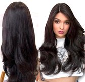 Braziliaanse Remy pruik- 24 inch 60 cm - 100% Straight human hair wig- echt haren - 13x1 T-lace front wig