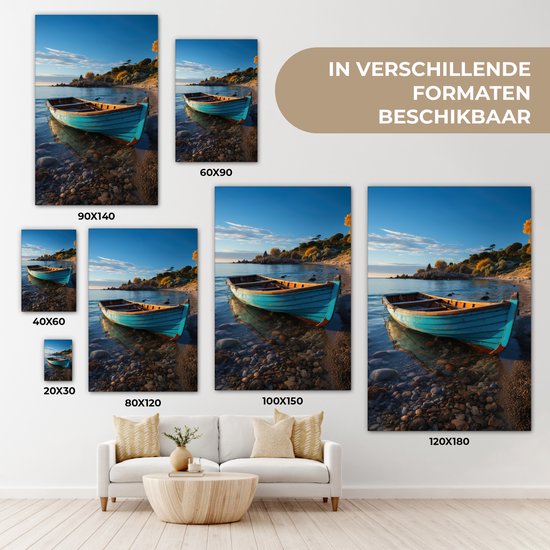 Tableau sur toile Bateau - Lac - Nature - Maritime - Water - 120x180 cm - Décoration murale XXL