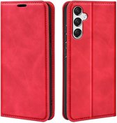 Samsung Galaxy A25 Hoesje - Luxe Wallet Bookcase (Magnetische Sluiting) - Rood - GSM Hoesje - Telefoonhoesje Geschikt Voor Samsung Galaxy A25