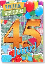 Hoera 45 Jaar! Luxe verjaardagskaart - 12x17cm - Gevouwen Wenskaart inclusief envelop - Leeftijdkaart