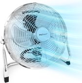 30cm Zware Metalen Ventilator Chroom, Vloerventilator voor Thuis, Kantoor & Sportschool met 3 Snelheden en Verstelbare Oscillerende Ventilatorkop