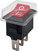 ProRide® Mini Wipschakelaar ON/OFF KCD1-11 - met Beschermkapje - 3-pins - 13x18mm - Rechthoek - 250V/3A - Rood