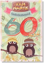 Hoera 60 Jaar! Luxe verjaardagskaart - 12x17cm - Gevouwen Wenskaart inclusief envelop - Leeftijdkaart