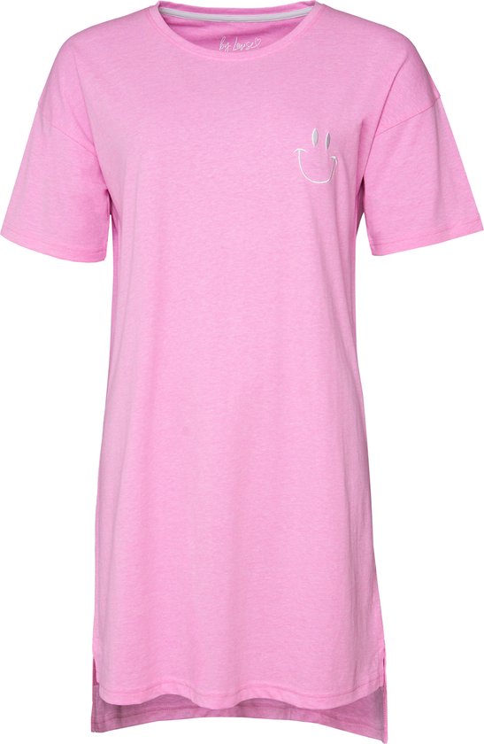 By Louise Dames Nachthemd Korte Mouw Roze - Maat S | Big shirt | Slaaphemd