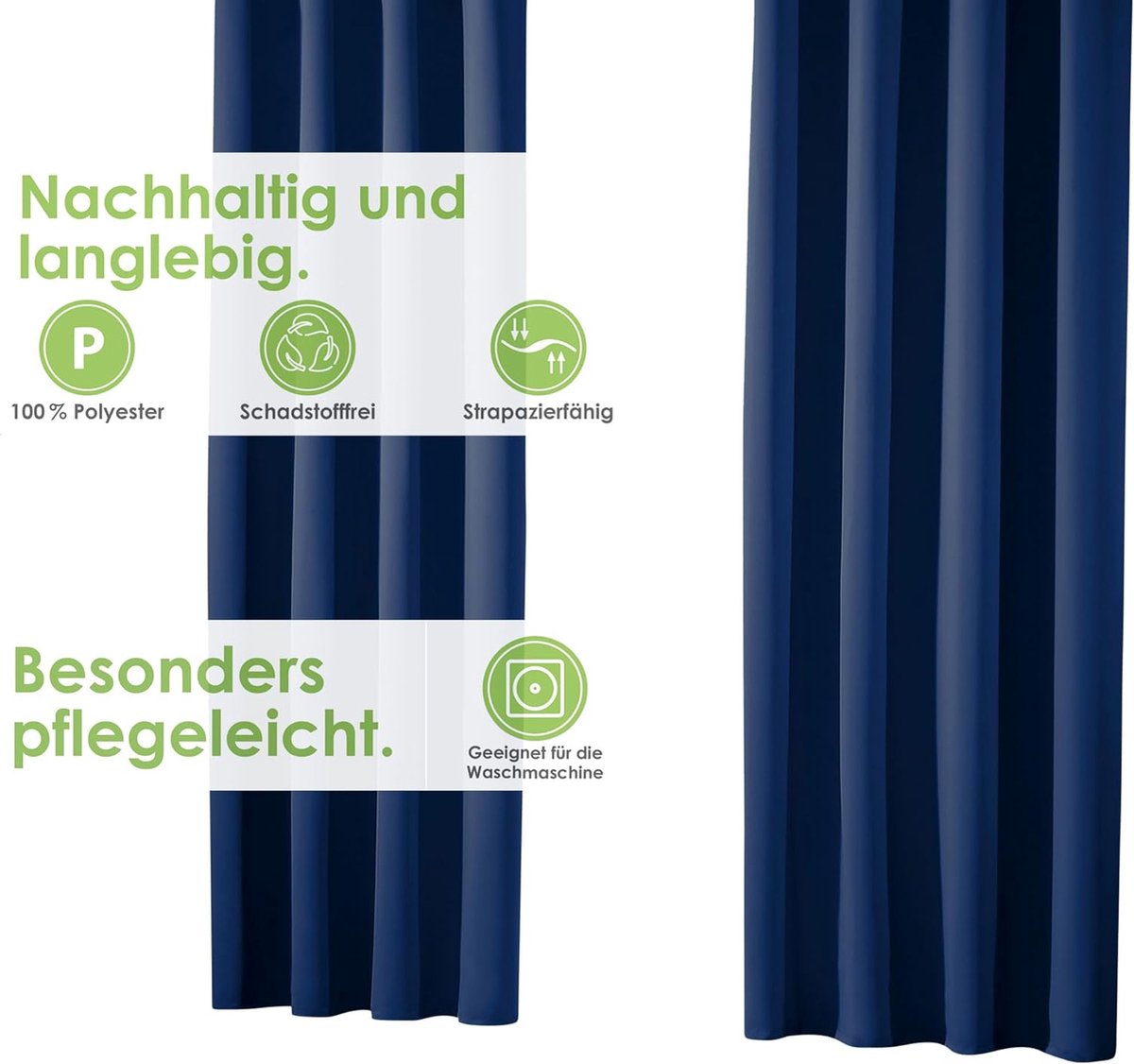 heimtexland ® Gordijn ondoorschijnend verduisteringsgordijn met plooiband en verborgen lussen, thermische gordijnen, verduisteringsgordijn, HxB 245x135 cm Typ139 (donkerblauw