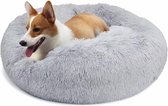 Wollig lichtgrijs rond hondenbed - 70 cm pluche donut hondenkussen voor grote en kleine honden fluffy dog ​​bed