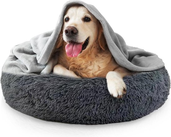 JOEJOY Hondenbed, middelgrote honden, hondenmand, wasbaar, wollig, antislip pluche hondenmand, 63 x 53 x 20 cm, hondenbedden voor kleine en middelgrote honden en katten
