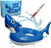 Opblaasbaar zwemband - haai - zwemring - zwemband voor het zwembad of het strand - voor kinderen - blauw - 126 x 81 x 66 cm