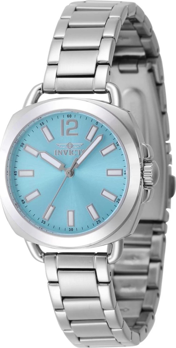 Invicta Wildflower 47325 Dames Horloge - Waterdicht - Analoog - Quartz Uurwerk - Roestvrij Staal met blauwe Wijzerplaat - 32mm