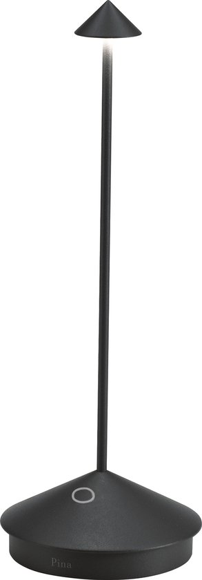 Lampe de table Zafferano Pina - Lampe d'extérieur rechargeable Zwart - Résistant aux éclaboussures (IP54) - Lampe de bureau sans fil - Lampe LED à intensité variable - Station de charge sans fil - Lampe de terrasse - Rechargeable par USB - 29 cm