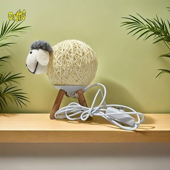 Ortho® - Nachtlamp Schaap Middel - Tafellamp - Dimbaar - Nachtlampje - Kinderkamer - Handgeweven - Middel van Merkloos — afbeelding 3