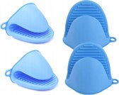 IBBO® - 4x Pannenlap - Siliconen - Set van 4 stuks - Warmtebestendig - Hittebestendig tot 160ºC - Ovenhandschoenen - Keuken - BBQ - Anti-verbrandingshandschoenen - antislip rubber - hoge temperatuur - anti-hete handschoenen - Blauw