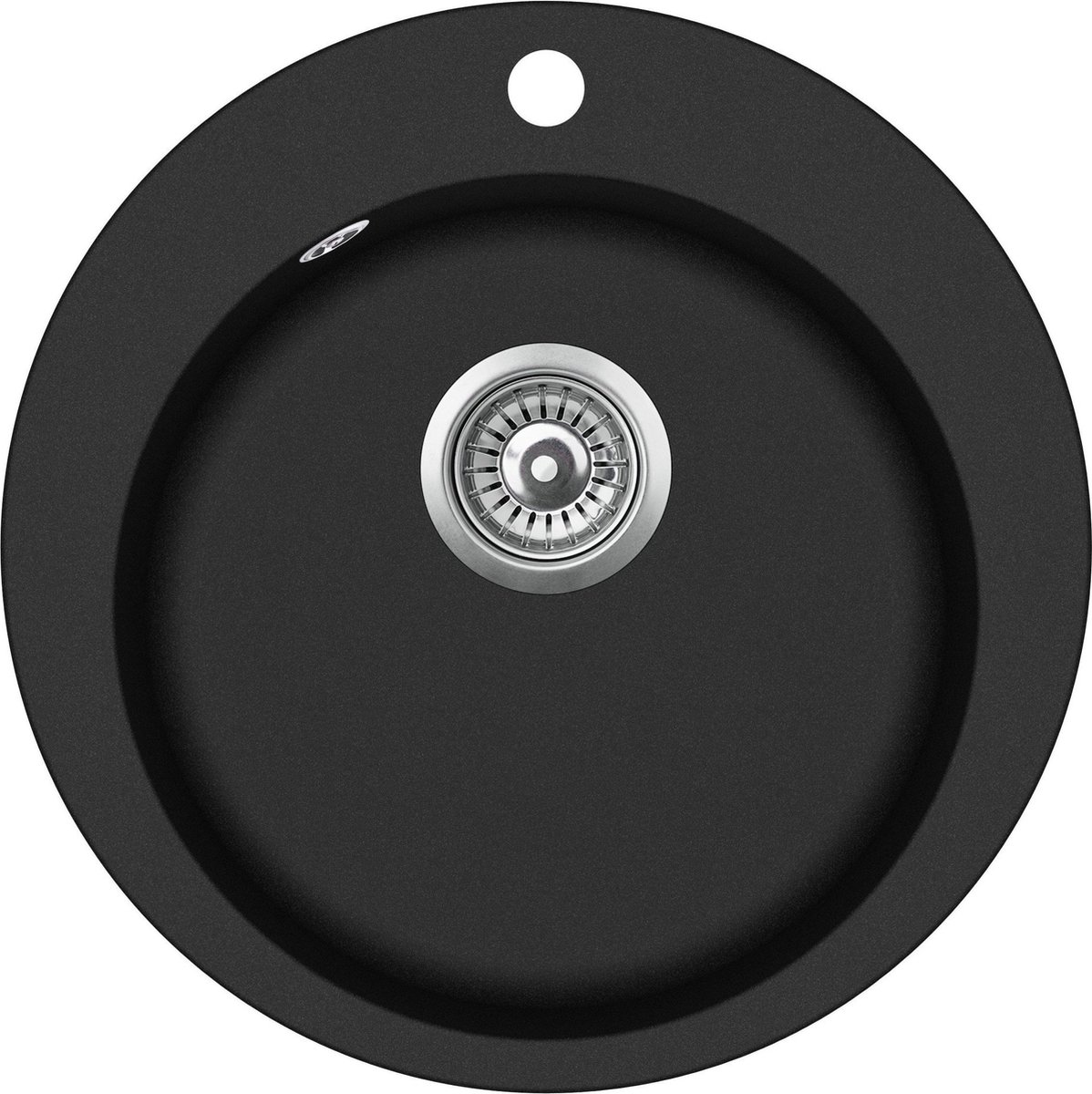 GURARI spoelbak SR 100 - 601 W., (1 st), inbouw gootsteen, keuken gootsteen, zwart, incl. sifon, 50,5, Ø 39,5 x 19