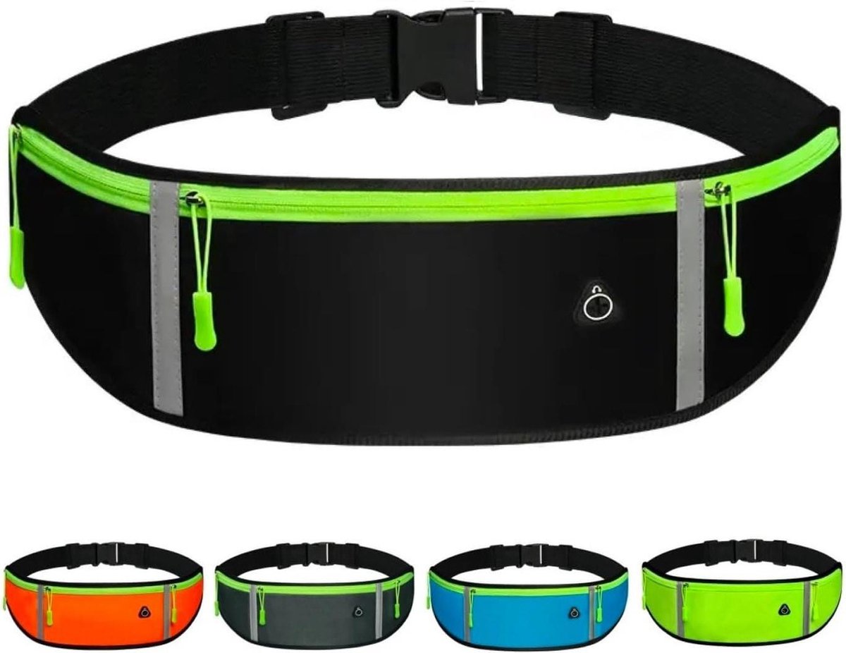 MOCOCITO Running Belt for Phone, Waist Bag for Running, Bum Bag, met Reflecterende Strepen, Sport Heuptasje, Heuptas voor Hardlopen, Klimmen, Fietsen, Joggen (Zwart MOCOCITO Running Belt for Phone, Waist Bag for Running, Bum Bag, met Reflecterende Strepen, Sport Heuptasje, Heuptas voor Hardlopen, Klimmen, Fietsen, Joggen (Zwart