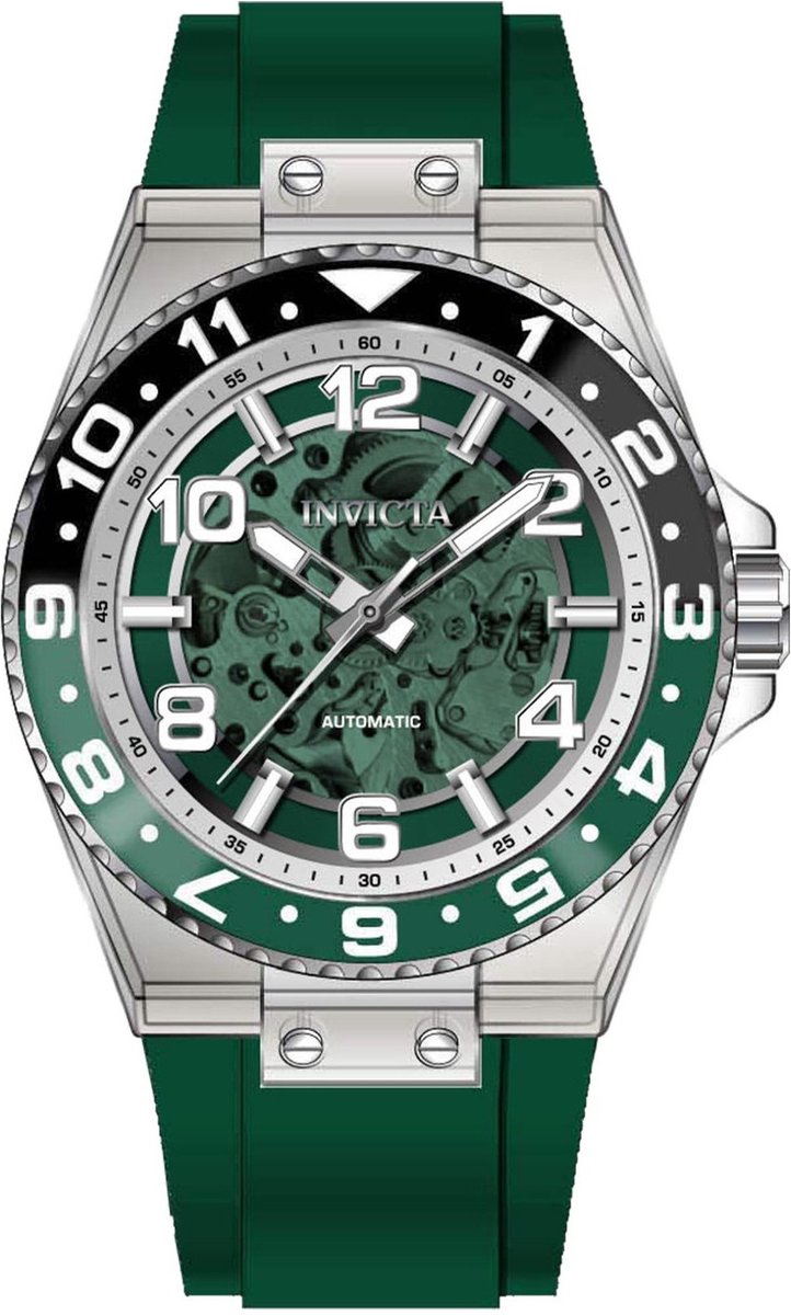 Invicta Speedway 44383 Heren Horloge - Waterdicht - Analoog - Automatisch Uurwerk - Roestvrij Staal met groene Wijzerplaat - 48mm