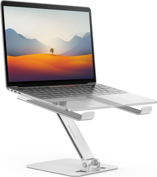 R2B opvouwbare laptopstandaard – verstelbare en ergonomische Laptop Stand met Warmteafvoer – Geschikt voor 10 tot 17 inch Laptops – Compatibel met MacBook HP Dell – Zilver