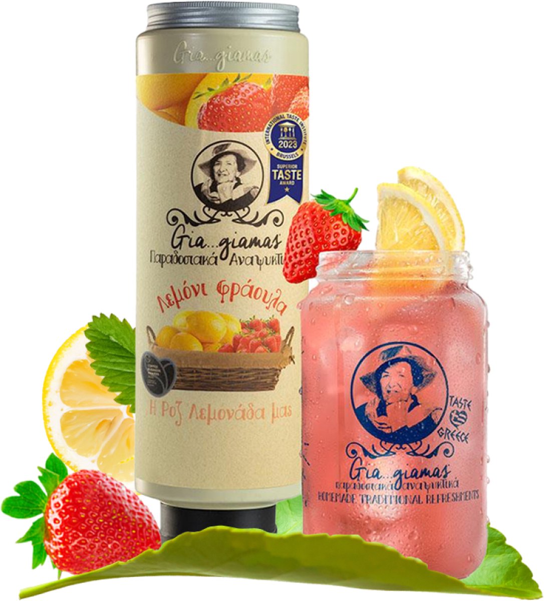 Gia giamas lemonade - Aardbei/Citroen - 100% Grieks fruit sap