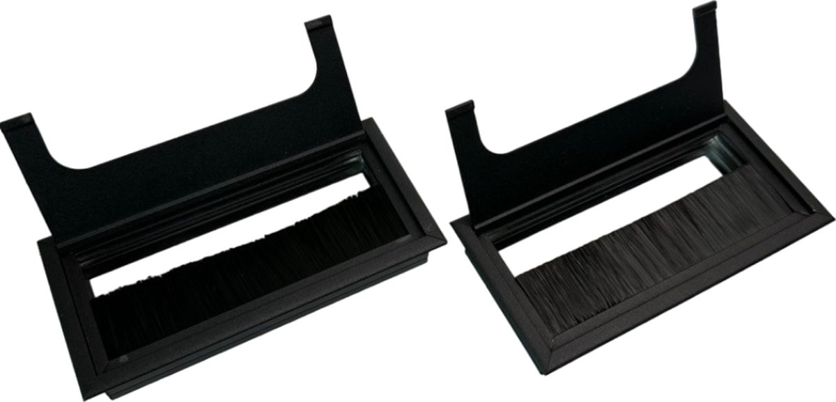 Kabeldoorvoer, 2 stuks, 160 x 80 mm, aluminium, rechthoekig, kabeldoorvoer, bureau, kabelgat voor meubels, bureau, werkbladen, draden (zwart)